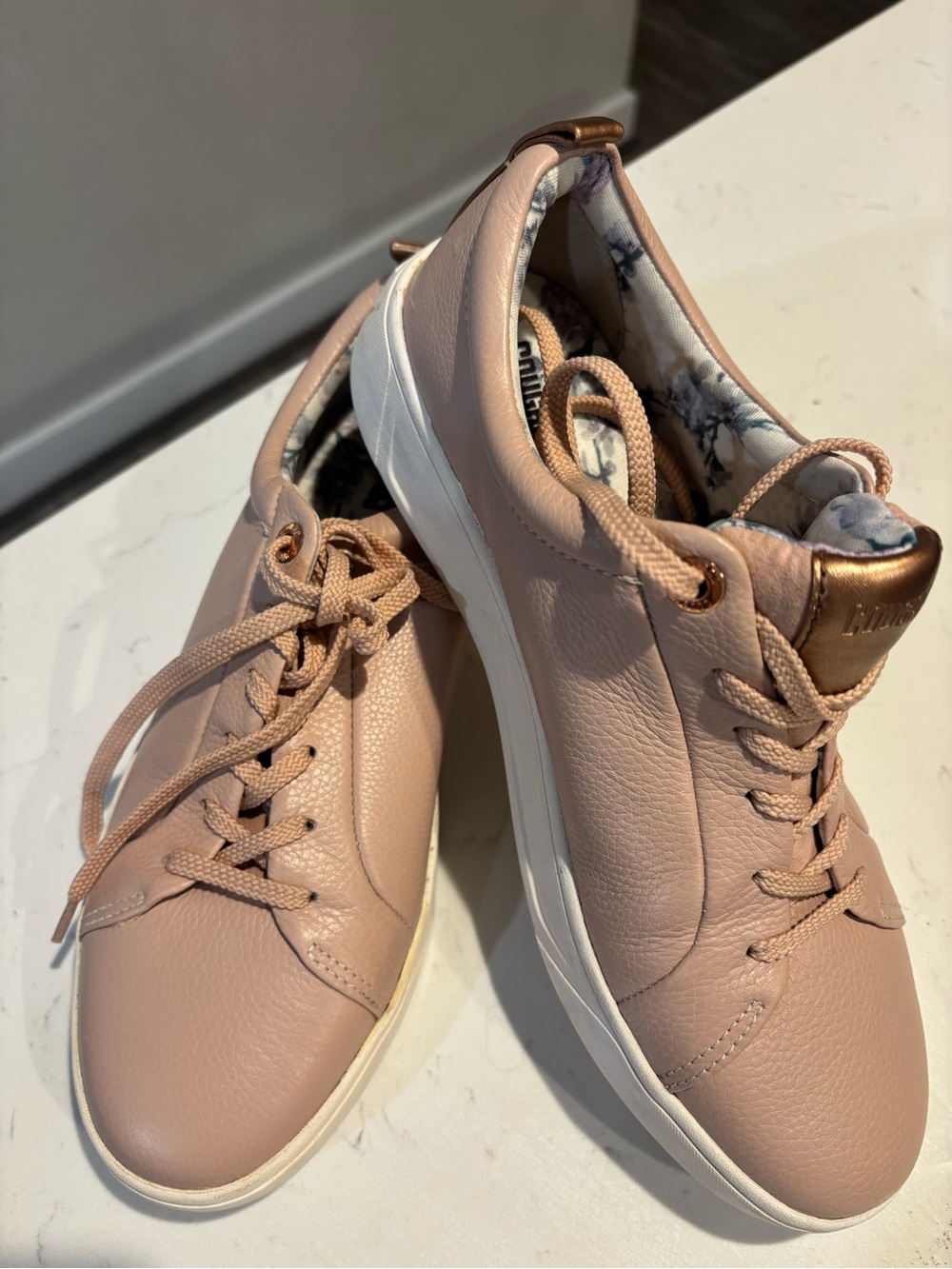 Cougar Women's Lace-Up Sneakers in Blush Pink with Metallic Accent